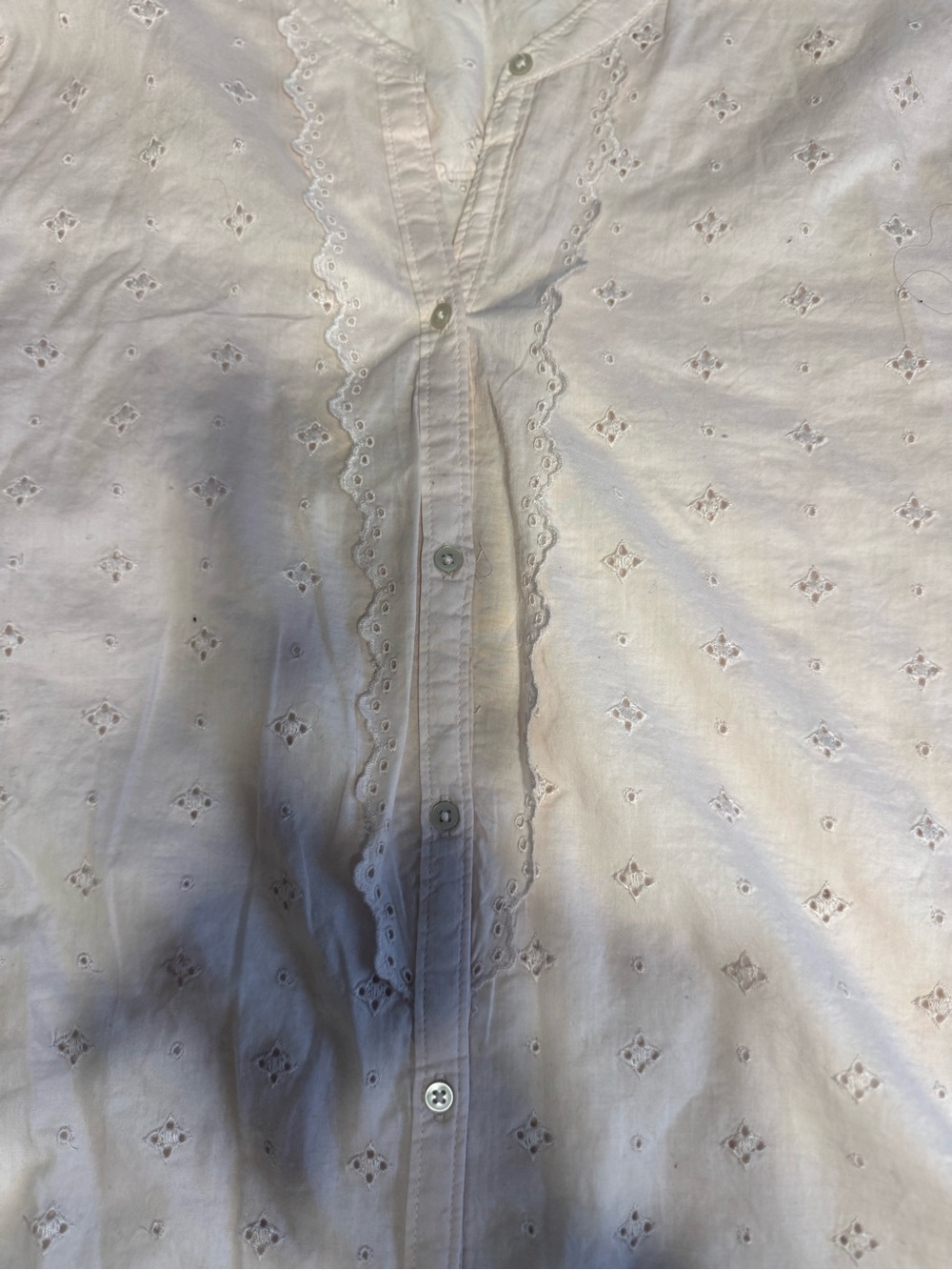 Abercrombie & Fitch Light Pink Eyelet Long-Sleeve Blouse Size L - Picture 7 of 7